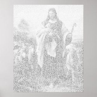 Jesus painting made from text of New Testament Poster
