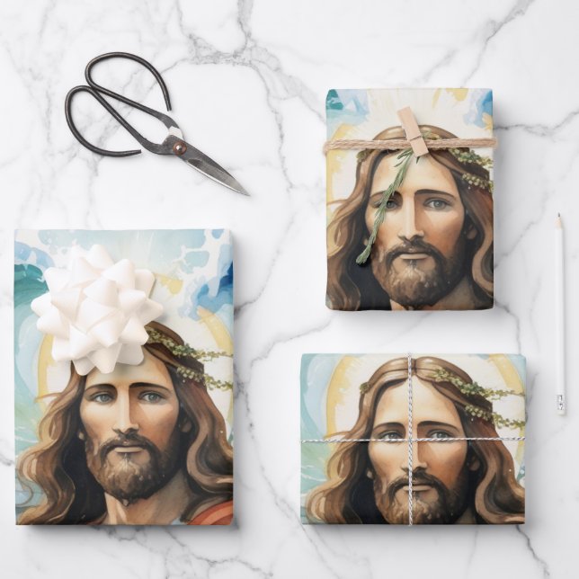 Jesus Parts the Waters: A Miracle of Faith Wrapping Paper Sheet (Front)