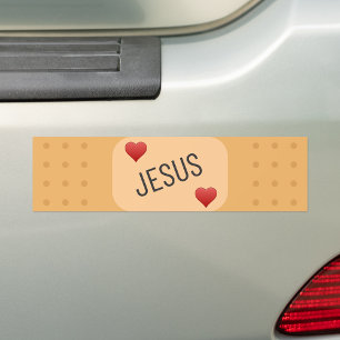 Jesus Patch / bandaid, Jesus cures wounds Bumper Sticker