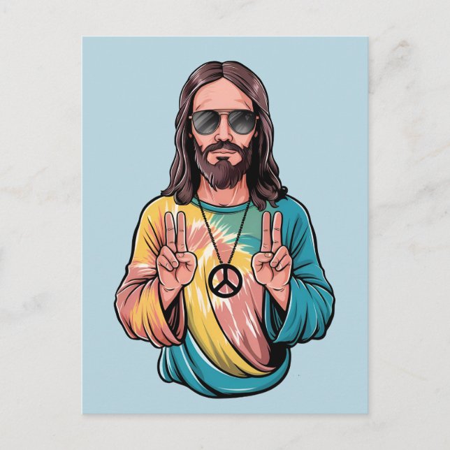 Jesus peace hippie postcard (Front)