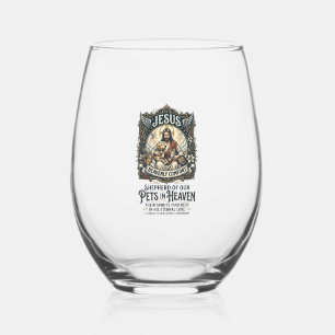 Jesus Pet Memorial Remembrance Shirt Christian Gra Stemless Wine Glass