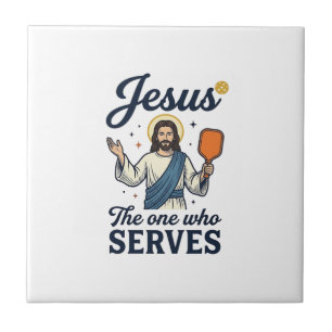 Jesus Pickleball The One Who Serves Shirt Tile