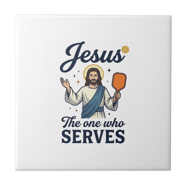Jesus Pickleball The One Who Serves Shirt Tile (Front)