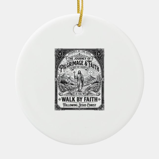 Jesus Pilgrimage Camino Holy Journey Ceramic Tree Decoration (Front)