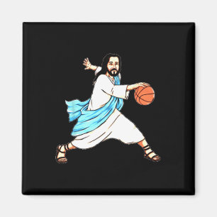 Jesus Play Basketball Fun Christmas Magnet