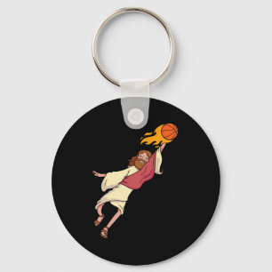 Jesus Playing Basketball Key Ring