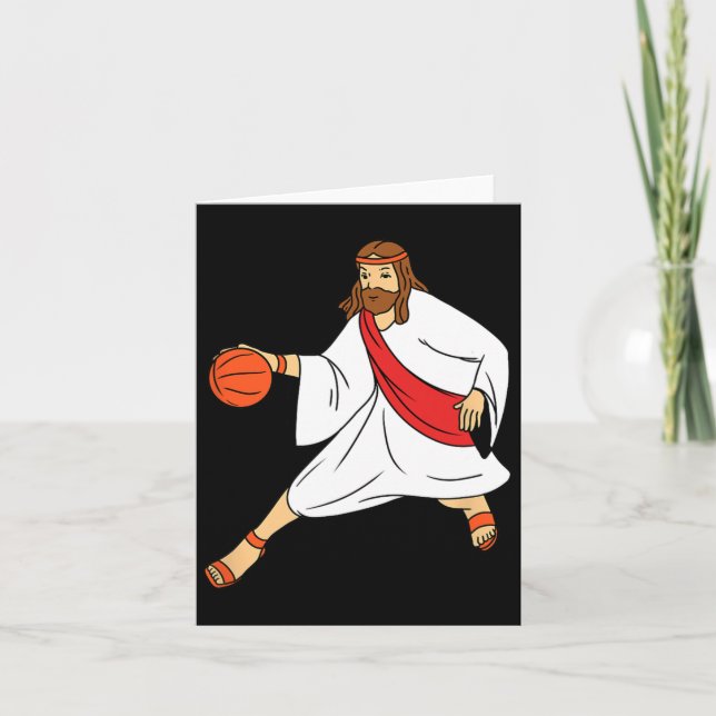 Jesus Playing Bysketbyll 1  Card (Front)
