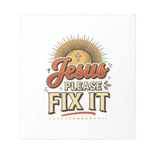 Jesus Please Fix It Vintage Christian Typography D Notepad