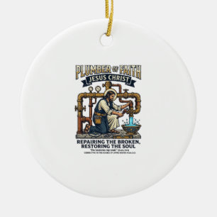 Jesus Plumber Graphic Tee Christian Art_1 Ceramic Tree Decoration