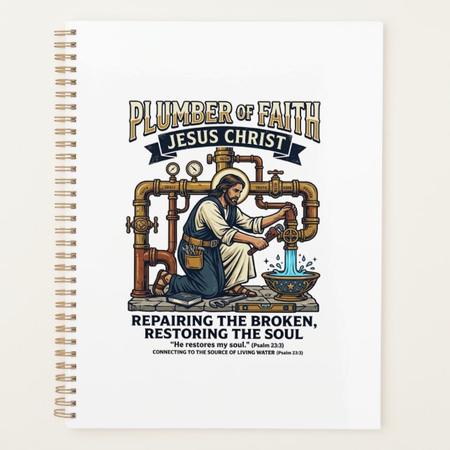 Jesus Plumber Graphic Tee Christian Art_1 Planner (Front)