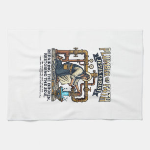 Jesus Plumber Graphic Tee Christian Art_1 Tea Towel