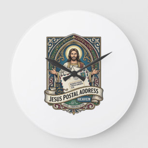 Jesus Postal Address Heaven Jesus Postal Address H Large Clock