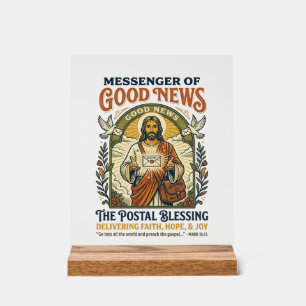 Jesus Postal Worker Delivery Shirt Faith Based Des Acrylic Sign