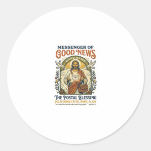Jesus Postal Worker Delivery Shirt Faith Based Des Classic Round Sticker