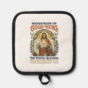 Jesus Postal Worker Delivery Shirt Faith Based Des Pot Holder