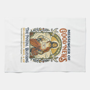 Jesus Postal Worker Delivery Shirt Faith Based Des Tea Towel