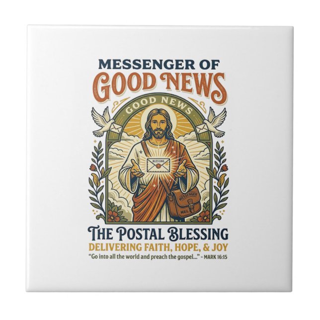 Jesus Postal Worker Delivery Shirt Faith Based Des Tile (Front)