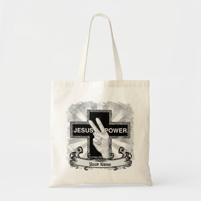 Jesus Power christian tote bag (Front)