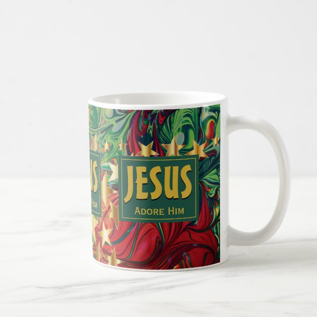 JESUS Praise Worship Adore STARS Christmas Coffee Mug (Right)