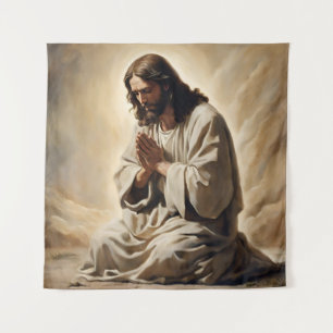 Jesus Praying Art Tapestry