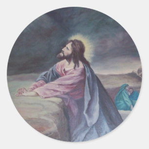 Jesus Praying at Gethsemane Classic Round Sticker