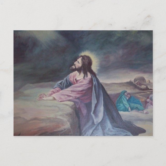 Jesus Praying at Gethsemane Postcard (Front)