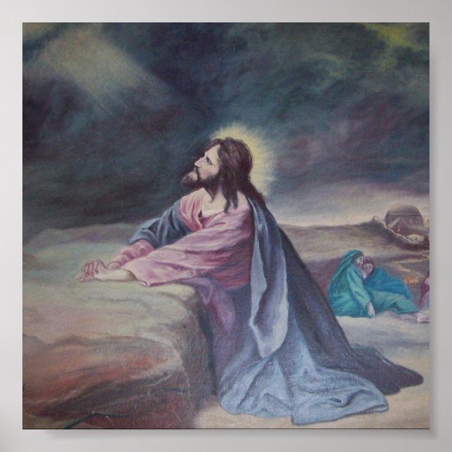 Jesus Praying at Gethsemane Poster (Front)