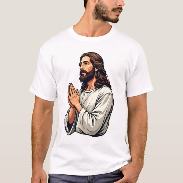 Jesus Praying Hands Vintage Engraving Tee (Front)