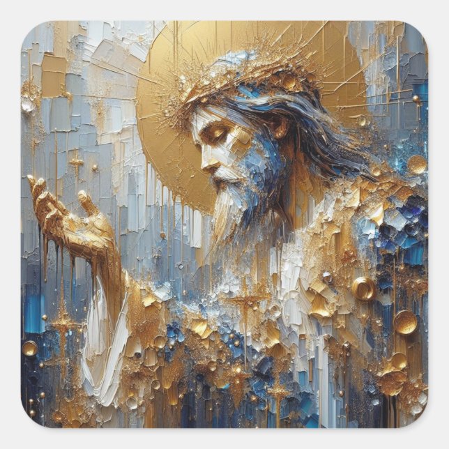 Jesus Praying - Jesus Series Art Collection Square Sticker (Front)