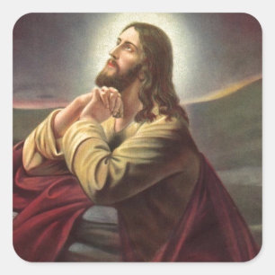 Jesus Praying Square Sticker