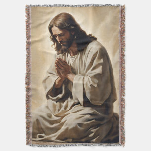 Jesus Praying Throw Blanket