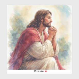 Jesus Praying Watercolor Art Christian Faith