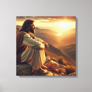 Jesus Prays on Mountain 2 Canvas Print