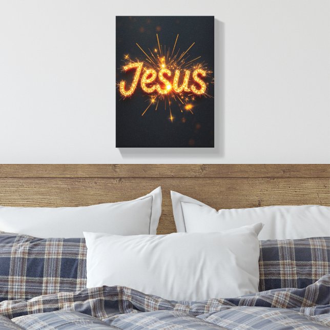 Jesus - Premium Wrapped Canvas (Gloss) (Insitu(Bedroom))