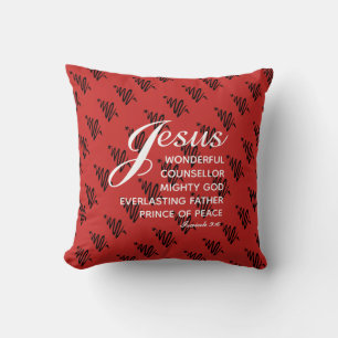JESUS PRINCE OF PEACE Christmas Scripture Red Cushion