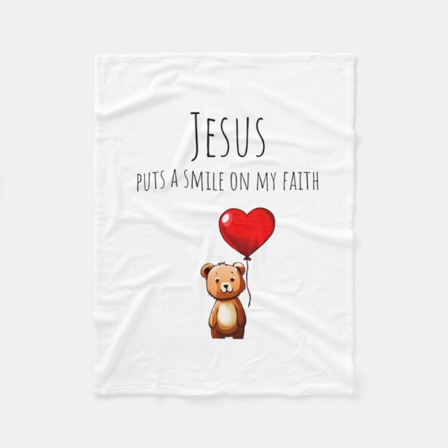 Jesus Puts A Smile On My Faith Comfy Blanket (Front)