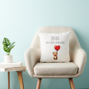 Jesus Puts A Smile On My Faith Decorative Pillow