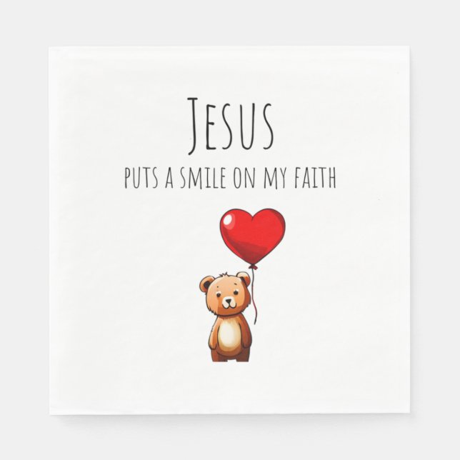 Jesus Puts A Smile On My Faith Napkins (Front)