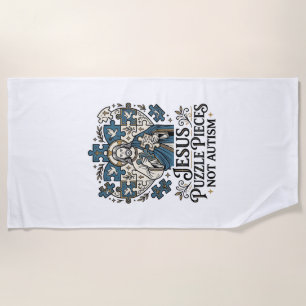 Jesus Puzzle Pieces Not Autism Jesus Puzzle Pieces Beach Towel