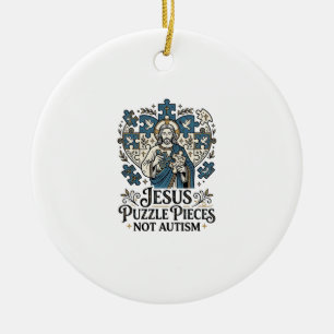 Jesus Puzzle Pieces Not Autism Jesus Puzzle Pieces Ceramic Tree Decoration