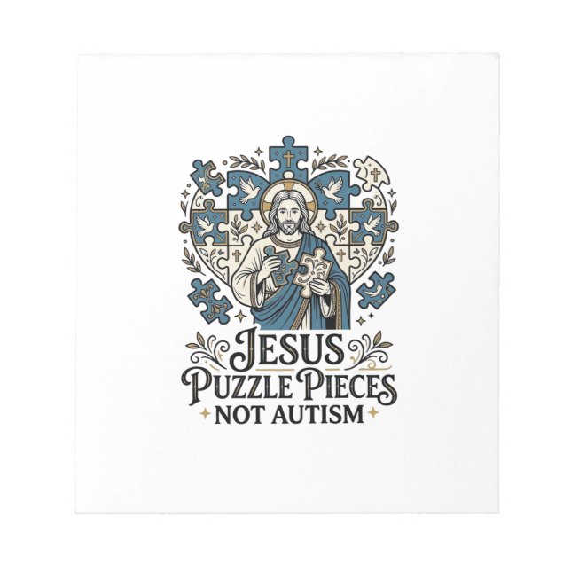 Jesus Puzzle Pieces Not Autism Jesus Puzzle Pieces Notepad (Front)