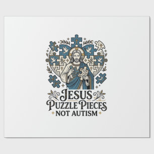 Jesus Puzzle Pieces Not Autism Jesus Puzzle Pieces Wrapping Paper