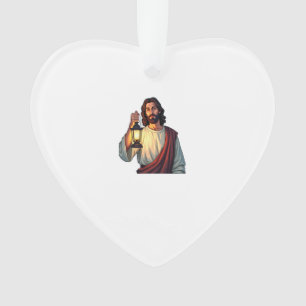 Jesus Quiet Lantern Vintage Engraving Tee Ornament