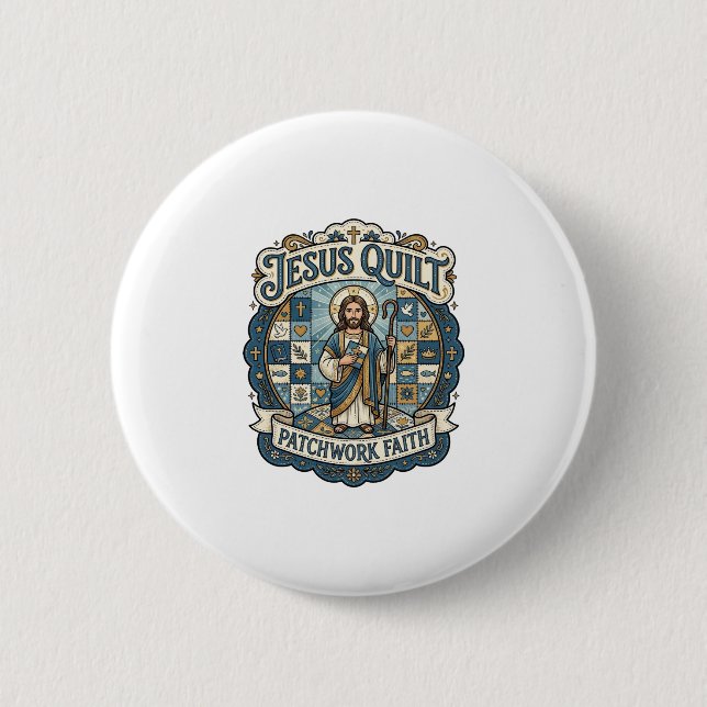 Jesus Quilt Patchwork Faith Jesus Quilt Patchwork  6 Cm Round Badge (Front)