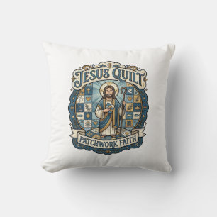 Jesus Quilt Patchwork Faith Jesus Quilt Patchwork  Cushion