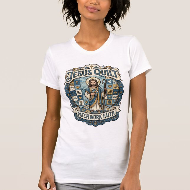 Jesus Quilt Patchwork Faith Jesus Quilt Patchwork  T-Shirt (Front)