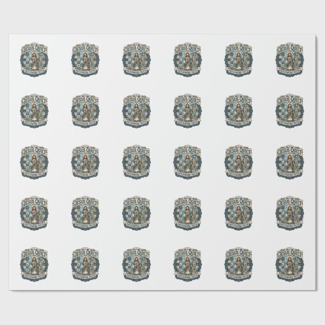 Jesus Quilt Patchwork Faith Jesus Quilt Patchwork  Wrapping Paper (Flat)