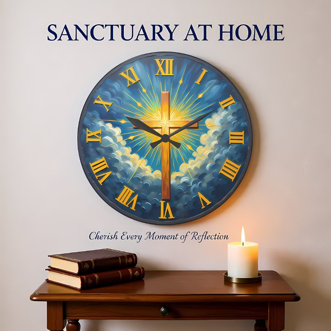 Jesus Radiant Heavenly Cross Large Clock (Creator Uploaded)