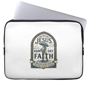 Jesus Rainy Day Faith Jesus Rainy Day Christian Fa Laptop Sleeve