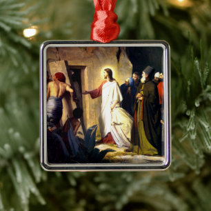 Jesus Raising Lazarus from the Dead Metal Tree Decoration